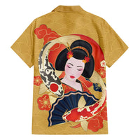 Japanese Geisha Koi Fish Family Matching Off Shoulder Maxi Dress and Hawaiian Shirt Cherry Blossoms Yellow Seigaiha Pattern LT14 - Polynesian Pride