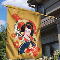 Japanese Geisha Koi Fish Garden Flag Cherry Blossoms Yellow Seigaiha Pattern LT14 - Polynesian Pride