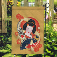 Japanese Geisha Koi Fish Garden Flag Cherry Blossoms Yellow Seigaiha Pattern LT14 Garden Flag Yellow - Polynesian Pride