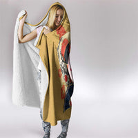 Japanese Geisha Koi Fish Hooded Blanket Cherry Blossoms Yellow Seigaiha Pattern LT14 - Polynesian Pride