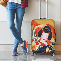 Japanese Geisha Koi Fish Luggage Cover Cherry Blossoms Yellow Seigaiha Pattern LT14 - Polynesian Pride