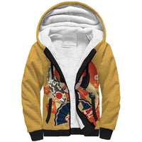 Japanese Geisha Koi Fish Sherpa Hoodie Cherry Blossoms Yellow Seigaiha Pattern LT14 Unisex Yellow - Polynesian Pride