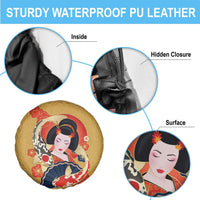 Japanese Geisha Koi Fish Spare Tire Cover Cherry Blossoms Yellow Seigaiha Pattern LT14 - Polynesian Pride