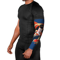 Japanese Geisha Koi Fish Arm Sleeves Cherry Blossoms Blue Seigaiha Pattern - Polynesian Pride