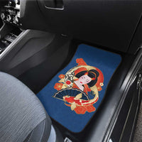 Japanese Geisha Koi Fish Car Mats Cherry Blossoms Blue Seigaiha Pattern LT14 - Polynesian Pride