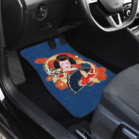 Japanese Geisha Koi Fish Car Mats Cherry Blossoms Blue Seigaiha Pattern LT14 - Polynesian Pride