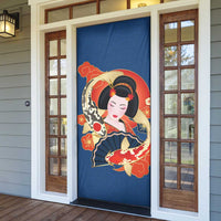 Japanese Geisha Koi Fish Door Cover Cherry Blossoms Blue Seigaiha Pattern LT14 - Polynesian Pride