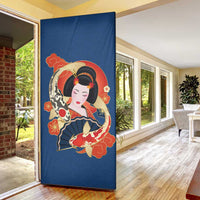 Japanese Geisha Koi Fish Door Cover Cherry Blossoms Blue Seigaiha Pattern LT14 - Polynesian Pride