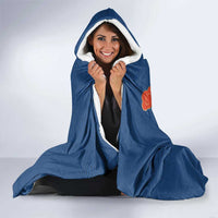 Japanese Geisha Koi Fish Hooded Blanket Cherry Blossoms Blue Seigaiha Pattern - Polynesian Pride