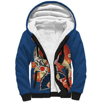 Japanese Geisha Koi Fish Sherpa Hoodie Cherry Blossoms Blue Seigaiha Pattern LT14 Unisex Blue - Polynesian Pride