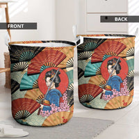 Japanese Geisha Katana Laundry Basket Japan Sensu Seigaiha Pattern LT14 - Polynesian Pride
