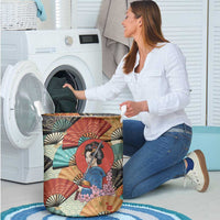 Japanese Geisha Katana Laundry Basket Japan Sensu Seigaiha Pattern LT14 - Polynesian Pride