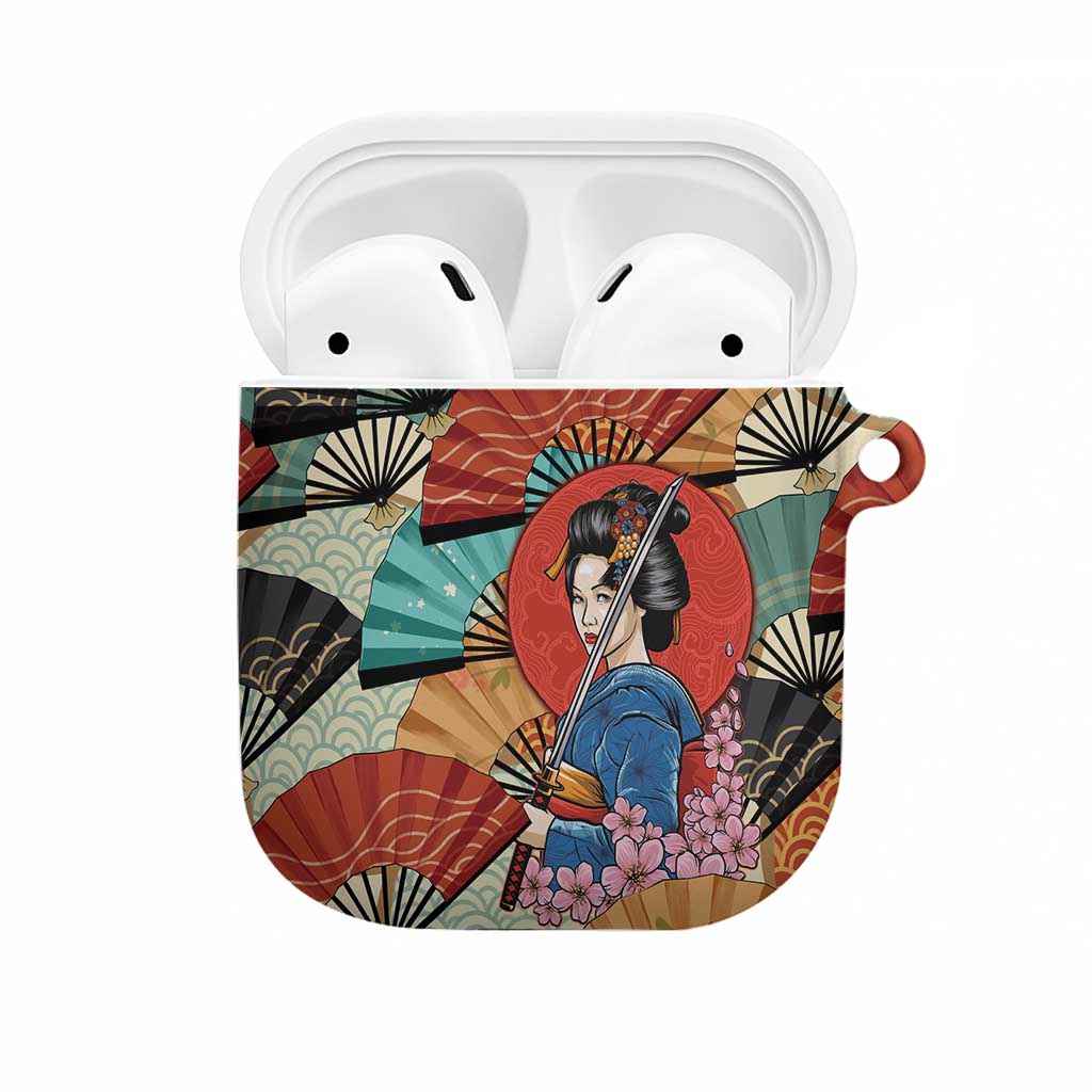 Japanese Geisha Katana AirPods Case Japan Sensu Seigaiha Pattern - Polynesian Pride