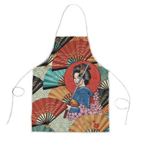 Japanese Geisha Katana Apron Japan Sensu Seigaiha Pattern - Polynesian Pride