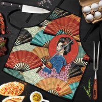 Japanese Geisha Katana Apron Japan Sensu Seigaiha Pattern - Polynesian Pride