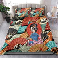 Japanese Geisha Katana Bedding Set Japan Sensu Seigaiha Pattern - Polynesian Pride