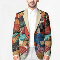 Japanese Geisha Katana Blazer Japan Sensu Seigaiha Pattern LT14 - Polynesian Pride