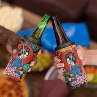 Japanese Geisha Katana 4 in 1 Can Cooler Tumbler Japan Sensu Seigaiha Pattern LT14 - Polynesian Pride