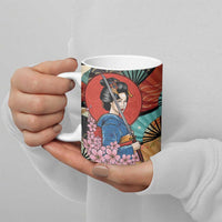 Japanese Geisha Katana Ceramic Mug Japan Sensu Seigaiha Pattern LT14 - Polynesian Pride
