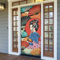 Japanese Geisha Katana Door Cover Japan Sensu Seigaiha Pattern LT14 - Polynesian Pride