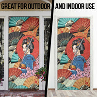 Japanese Geisha Katana Door Cover Japan Sensu Seigaiha Pattern LT14 - Polynesian Pride
