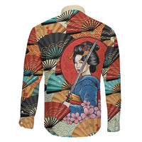 Japanese Geisha Katana Family Matching Summer Maxi Dress and Hawaiian Shirt Japan Sensu Seigaiha Pattern LT14 - Polynesian Pride