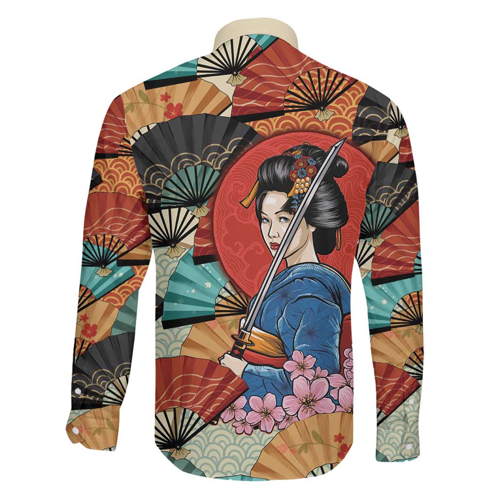 Japanese Geisha Katana Family Matching Tank Maxi Dress and Hawaiian Shirt Japan Sensu Seigaiha Pattern LT14 - Polynesian Pride
