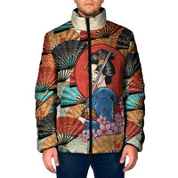 Japanese Geisha Katana Padded Jacket Japan Sensu Seigaiha Pattern LT14 Men Multicolor - Polynesian Pride