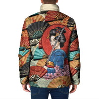 Japanese Geisha Katana Padded Jacket Japan Sensu Seigaiha Pattern LT14 - Polynesian Pride