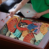 Japanese Geisha Katana Puzzle Japan Sensu Seigaiha Pattern LT14 - Polynesian Pride