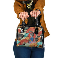 Japanese Geisha Katana Shoulder Handbag Japan Sensu Seigaiha Pattern LT14 One Size Multicolor - Polynesian Pride