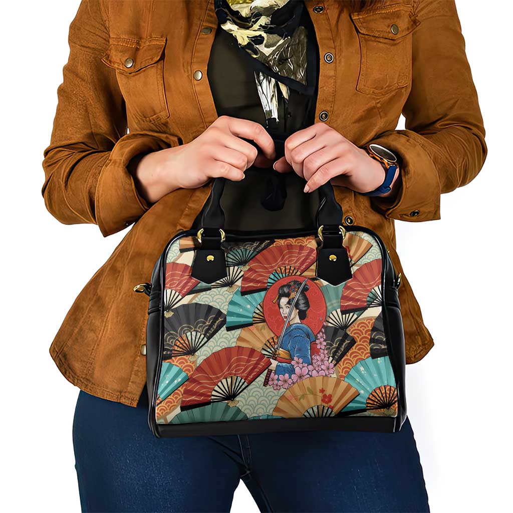 Japanese Geisha Katana Shoulder Handbag Japan Sensu Seigaiha Pattern LT14 - Polynesian Pride
