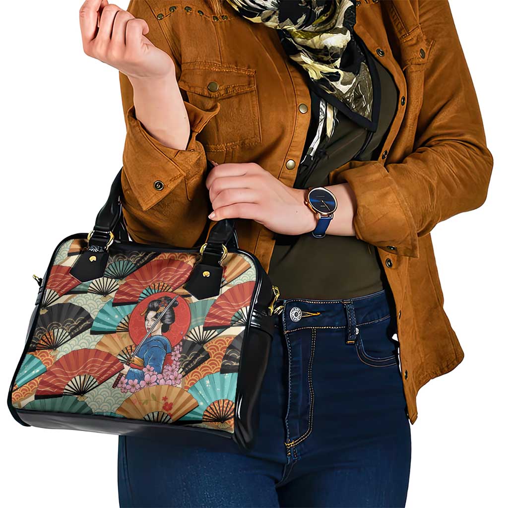 Japanese Geisha Katana Shoulder Handbag Japan Sensu Seigaiha Pattern LT14 - Polynesian Pride