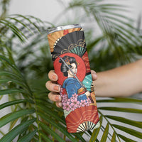 Japanese Geisha Katana Skinny Tumbler Japan Sensu Seigaiha Pattern LT14 - Polynesian Pride