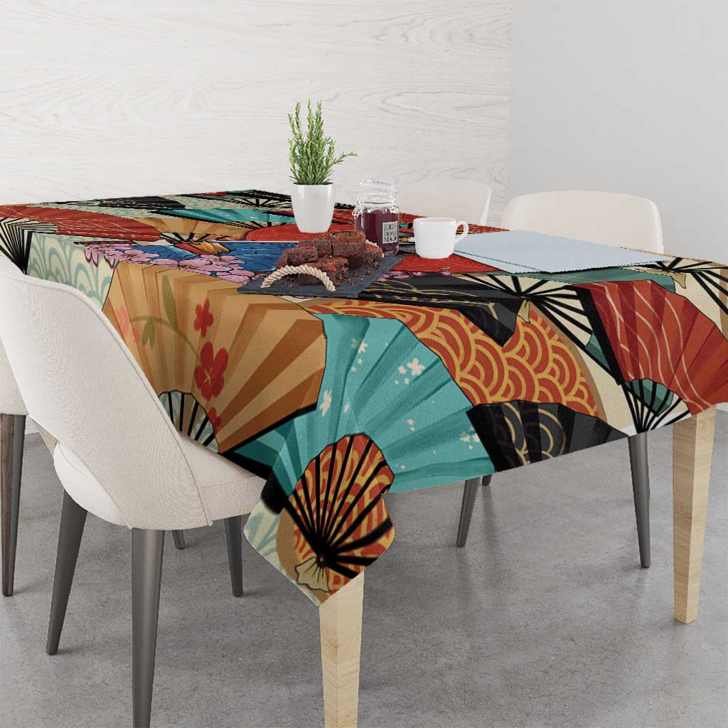 Japanese Geisha Katana Tablecloth Japan Sensu Seigaiha Pattern LT14 - Polynesian Pride