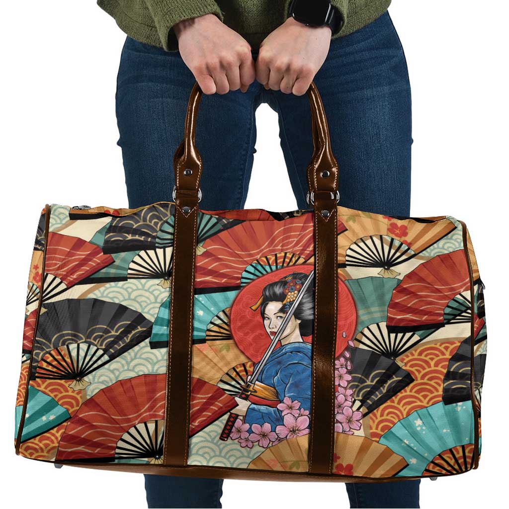 Japanese Geisha Katana Travel Bag Japan Sensu Seigaiha Pattern - Polynesian Pride