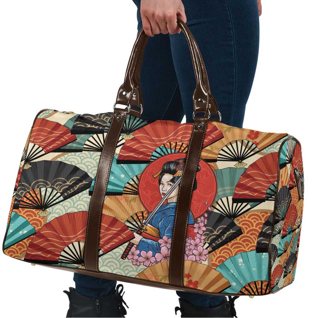 Japanese Geisha Katana Travel Bag Japan Sensu Seigaiha Pattern - Polynesian Pride