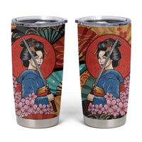 Japanese Geisha Katana Tumbler Cup Japan Sensu Seigaiha Pattern LT14 Multicolor - Polynesian Pride