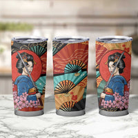 Japanese Geisha Katana Tumbler Cup Japan Sensu Seigaiha Pattern LT14 - Polynesian Pride