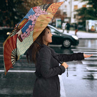 Japanese Geisha Katana Umbrella Japan Sensu Seigaiha Pattern - Polynesian Pride