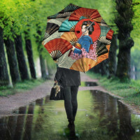 Japanese Geisha Katana Umbrella Japan Sensu Seigaiha Pattern - Polynesian Pride