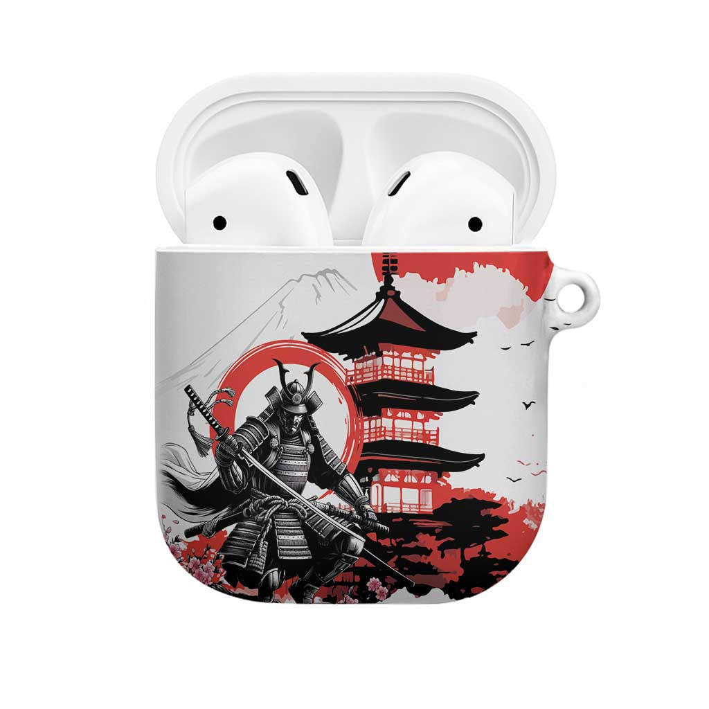Japanese Samurai Warrior Enso AirPods Case Japan Pagoda Sakura Watercolor - Polynesian Pride