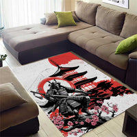 Japanese Samurai Warrior Enso Area Rug Japan Pagoda Sakura Watercolor - Polynesian Pride