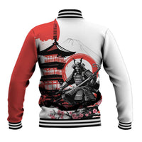 Japanese Samurai Warrior Enso Baseball Jacket Japan Pagoda Sakura Watercolor - Polynesian Pride