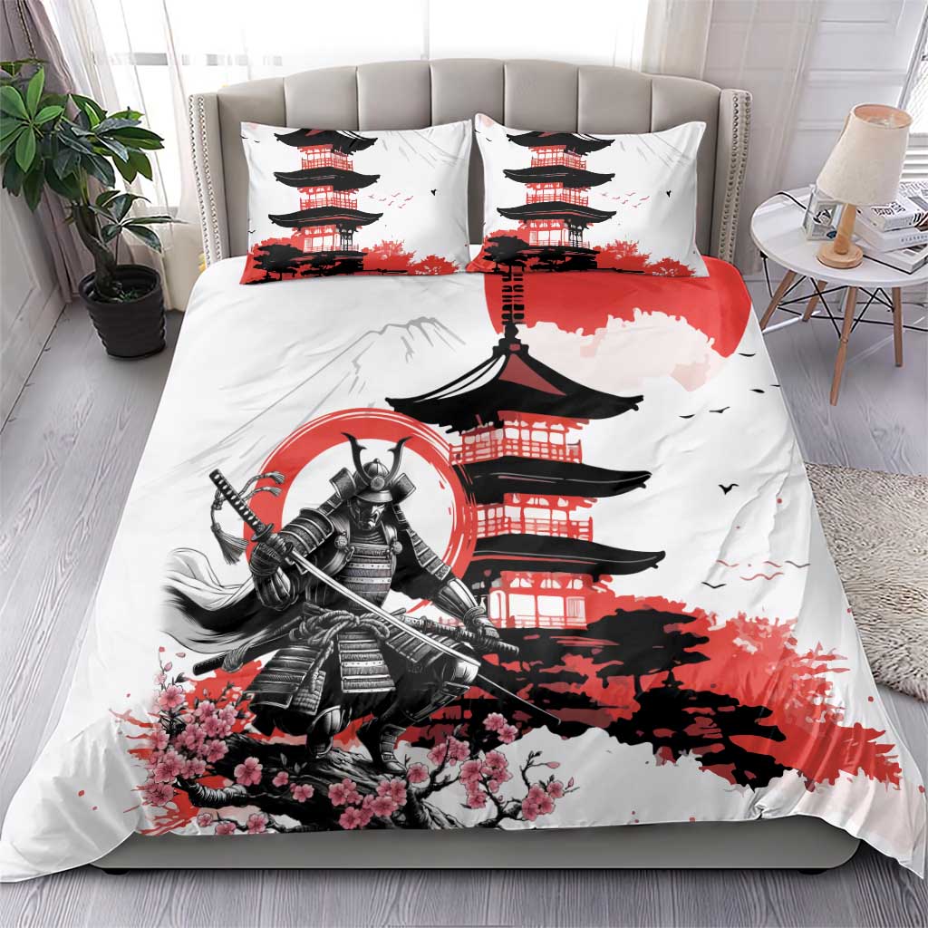 Japanese Samurai Warrior Enso Bedding Set Japan Pagoda Sakura Watercolor LT14 - Polynesian Pride