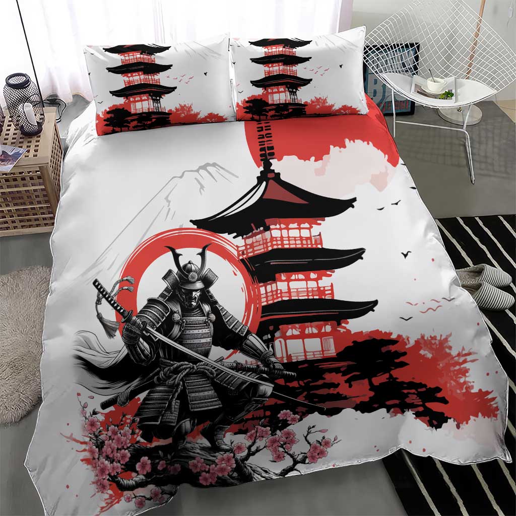 Japanese Samurai Warrior Enso Bedding Set Japan Pagoda Sakura Watercolor LT14 - Polynesian Pride