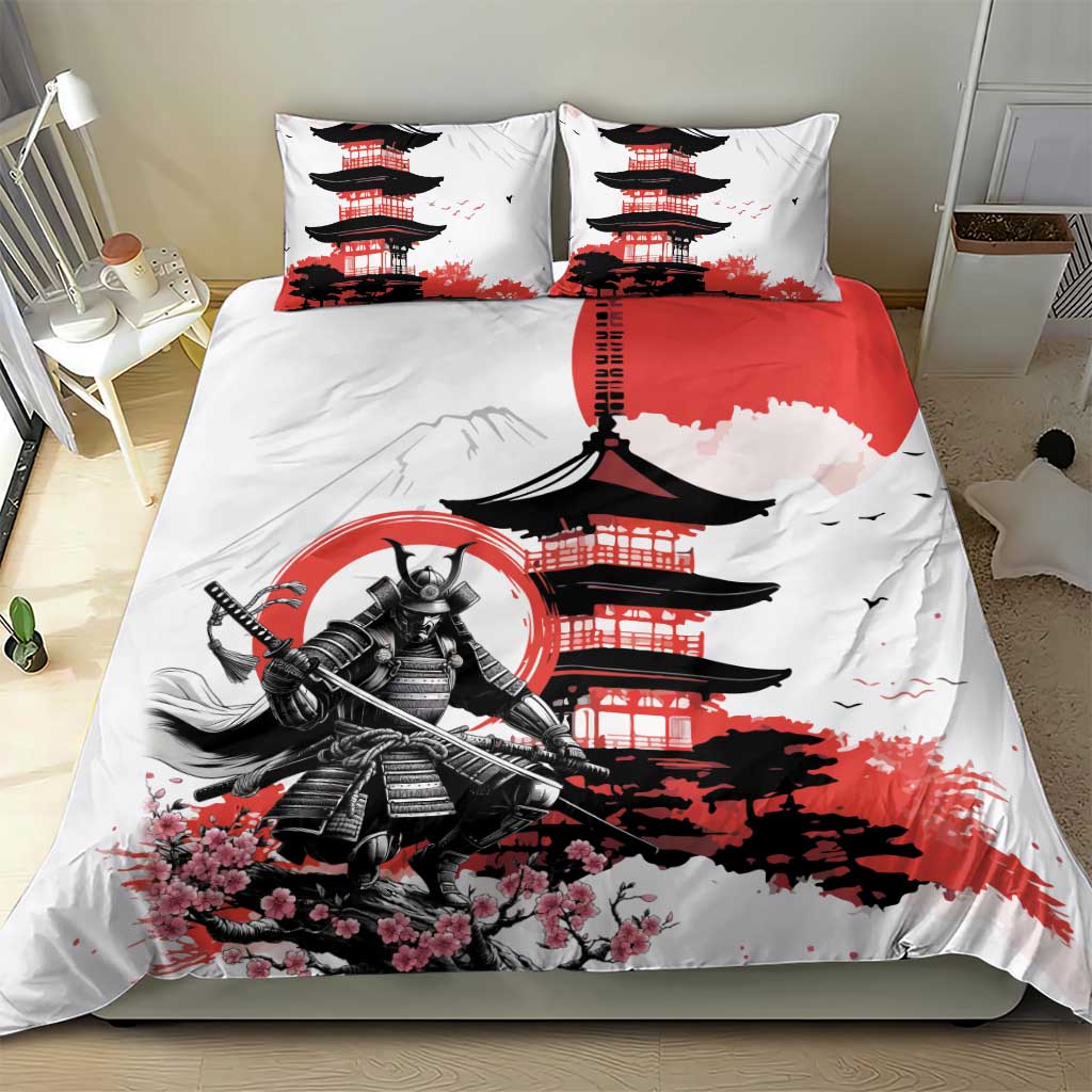 Japanese Samurai Warrior Enso Bedding Set Japan Pagoda Sakura Watercolor LT14 - Polynesian Pride