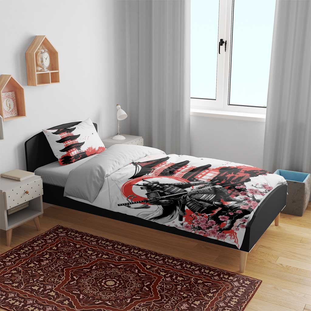 Japanese Samurai Warrior Enso Bedding Set Japan Pagoda Sakura Watercolor LT14 - Polynesian Pride