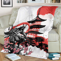 Japanese Samurai Warrior Enso Blanket Japan Pagoda Sakura Watercolor - Polynesian Pride