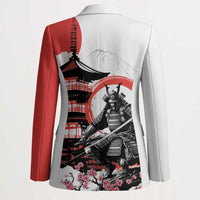 Japanese Samurai Warrior Enso Blazer Japan Pagoda Sakura Watercolor LT14 - Polynesian Pride